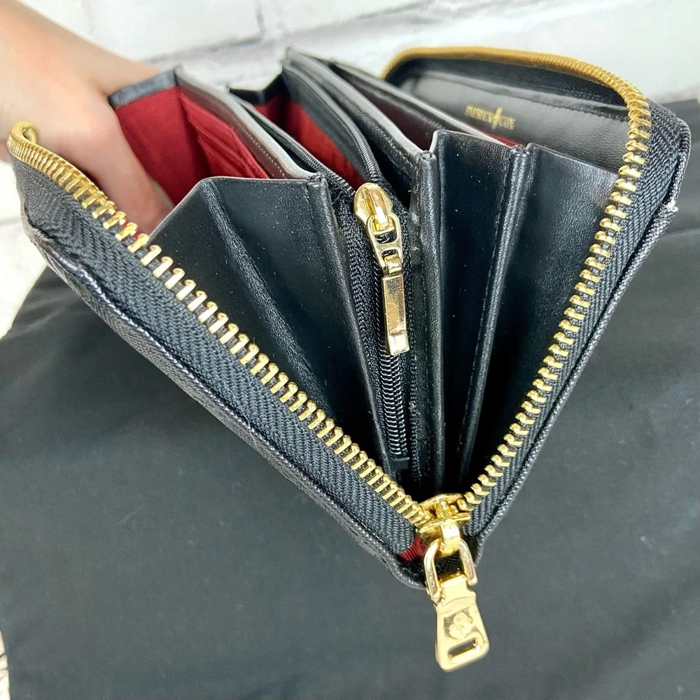 Patrick Cox fleur de lis black leather zippy zip around long wallet *new* - Picture 10 of 16